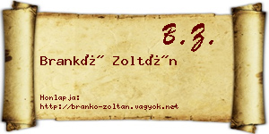Brankó Zoltán névjegykártya